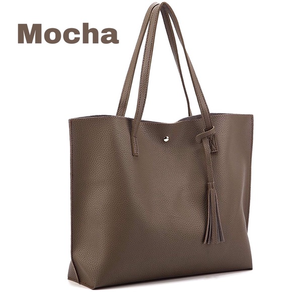 Sleek Top Handle Tote Hand Bag Various Colors - Picture 5 of 5